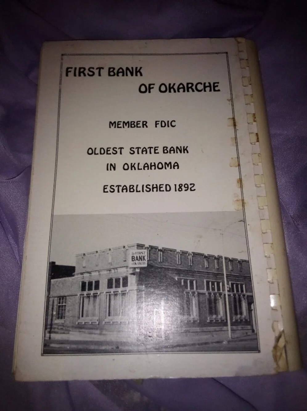 Old Cookbook Okarche Oklahoma
